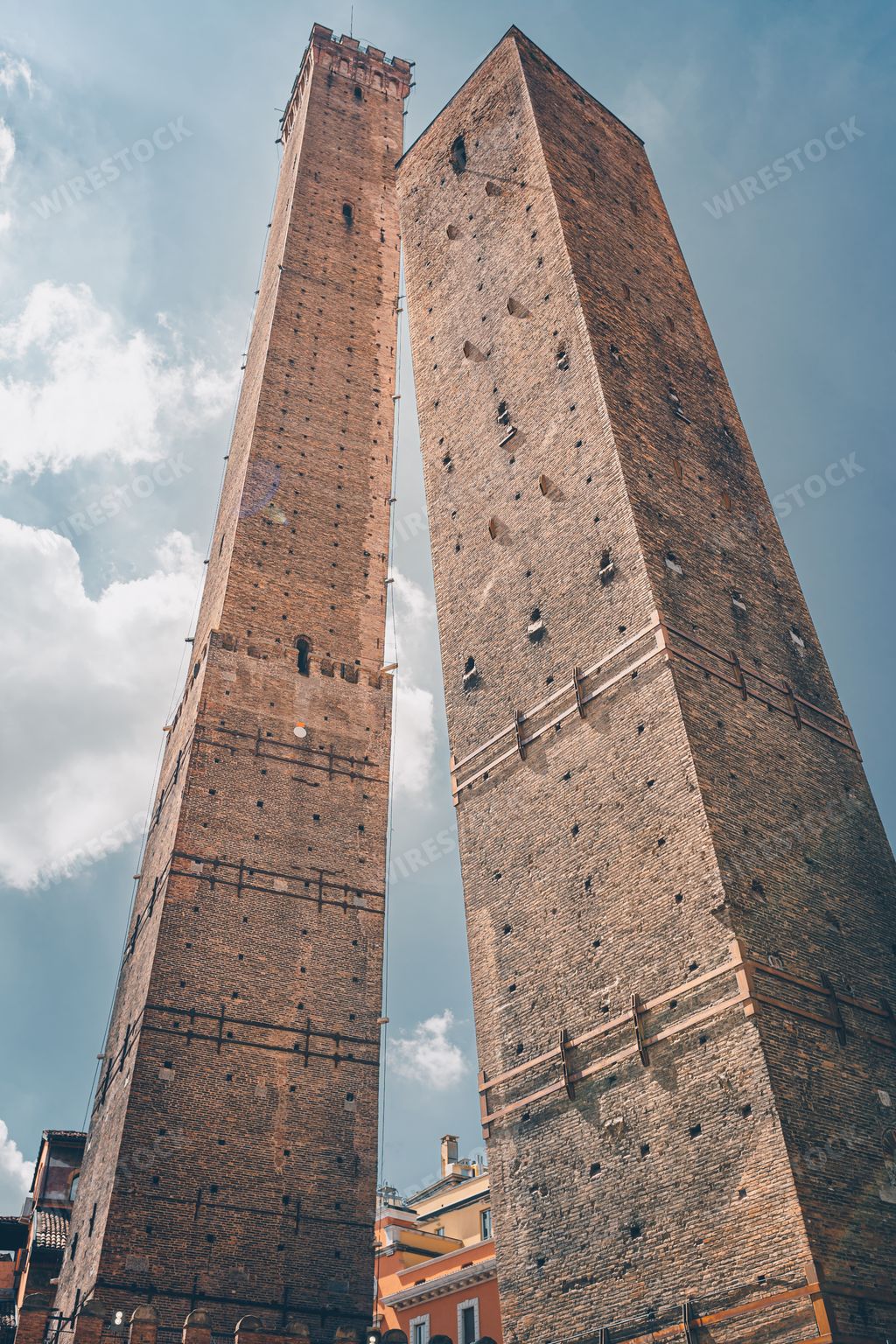 The two towers Garisenda and degli Asinelli in Bologna, Italy