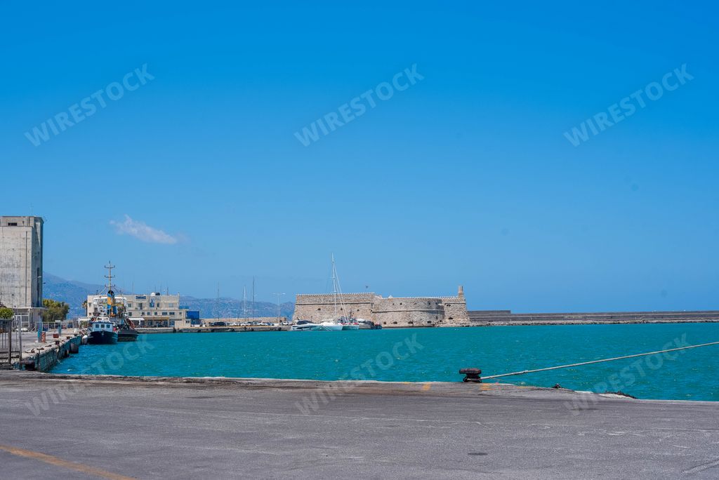 A mesmerizing view of the old Venetian Fortress on the coast of the sea in Heraklion, Crete, Greece