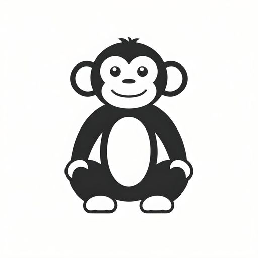An AI-generated icon image of a monkey on white background
