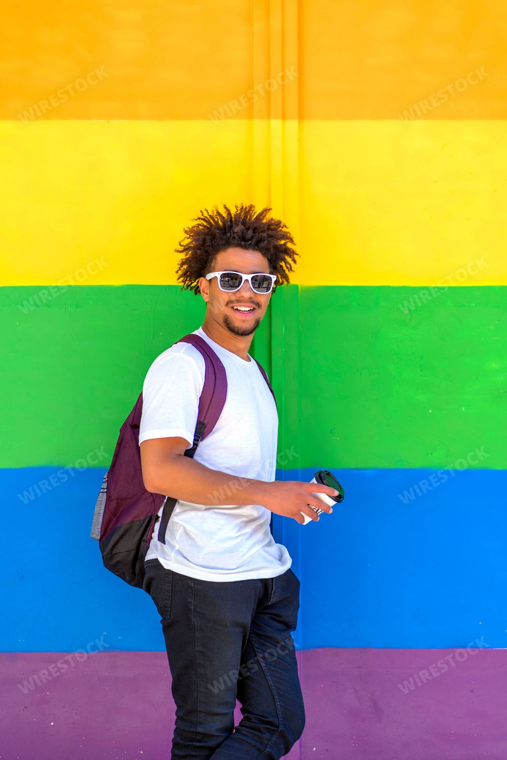 young afro with gay pride